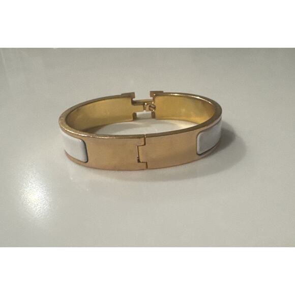 Hermès Clic H Bracelet PM White Enamel – 18k Gold Plated READ - Picture 2 of 16